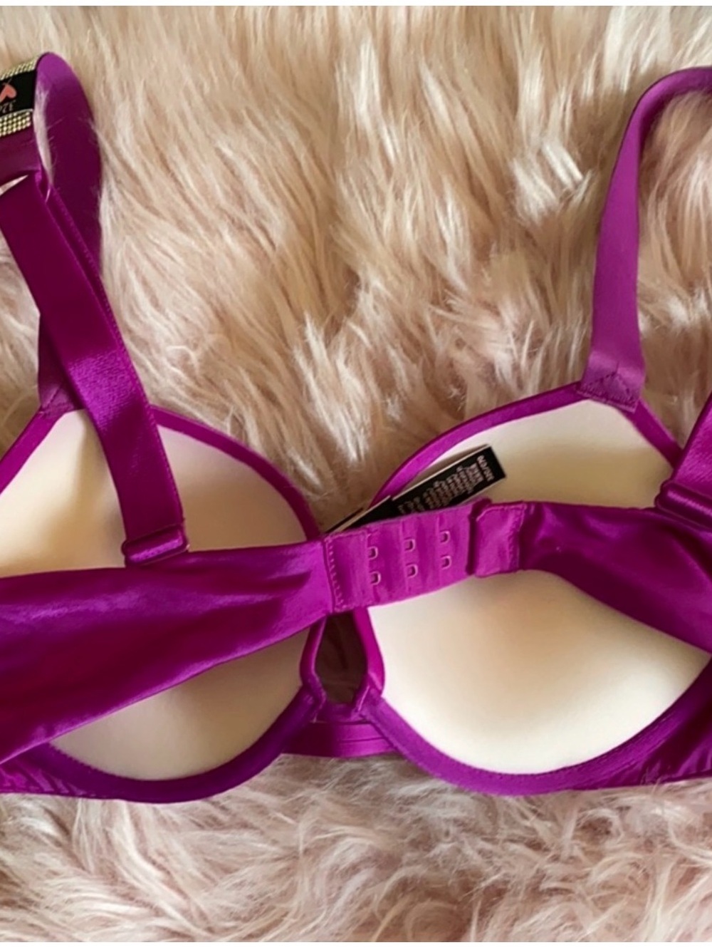 Victoria's Secret Magenta Padded Bra with Rhinestone Straps - Picture 4 of 4